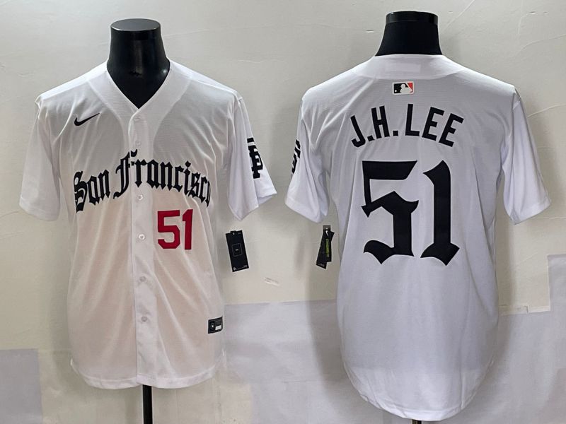 Men 2025 San Francisco Giants #51 J.H.Lee White Five generations Joint Name Nike MLB Jersey style 2->san francisco giants->MLB Jersey